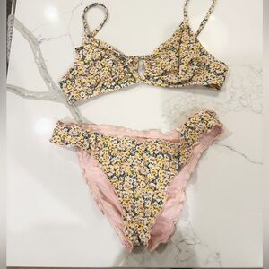 Shade & Shore Yellow Floral Bikini Set